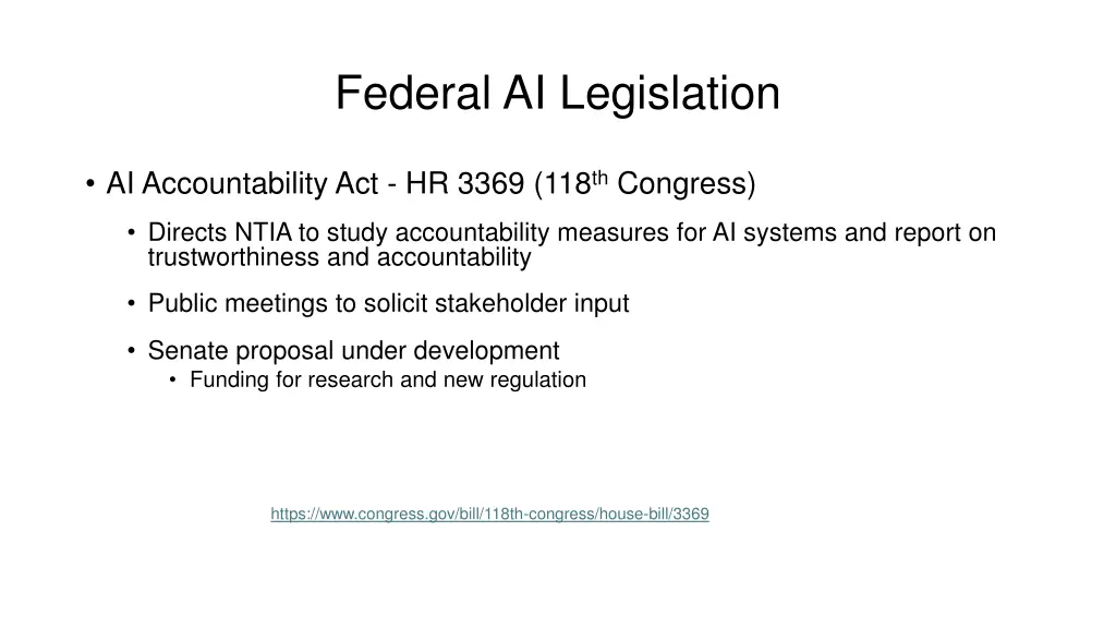 federal ai legislation