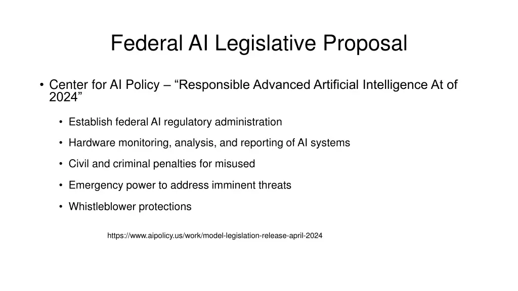 federal ai legislative proposal