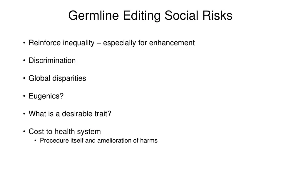 germline editing social risks