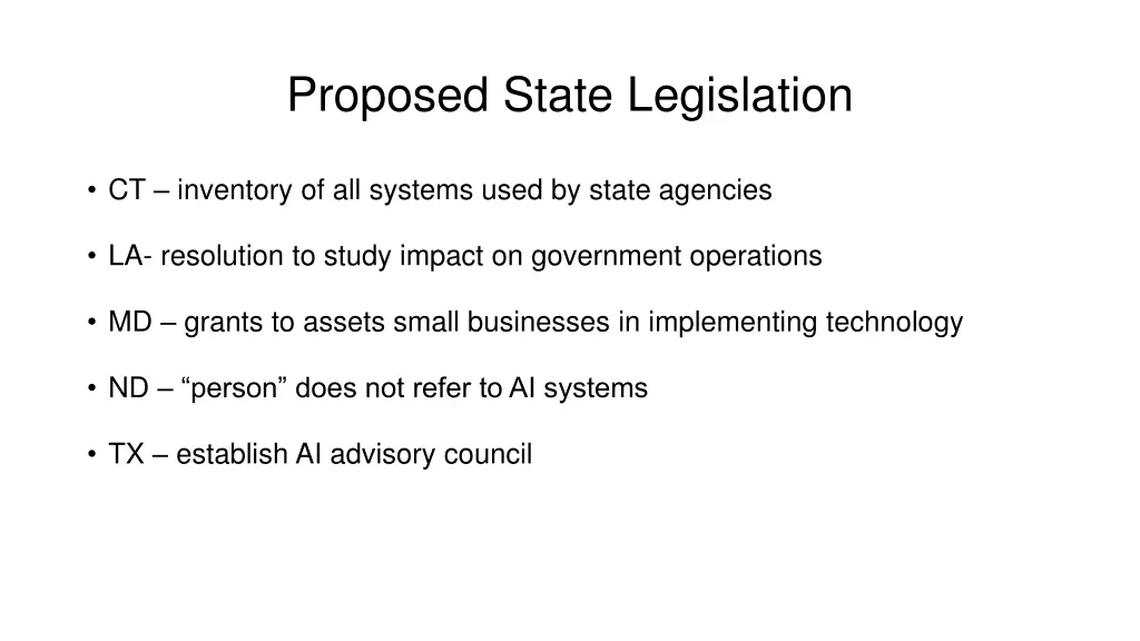 proposed state legislation
