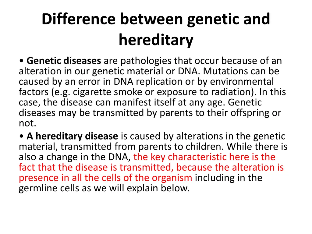difference between genetic and hereditary