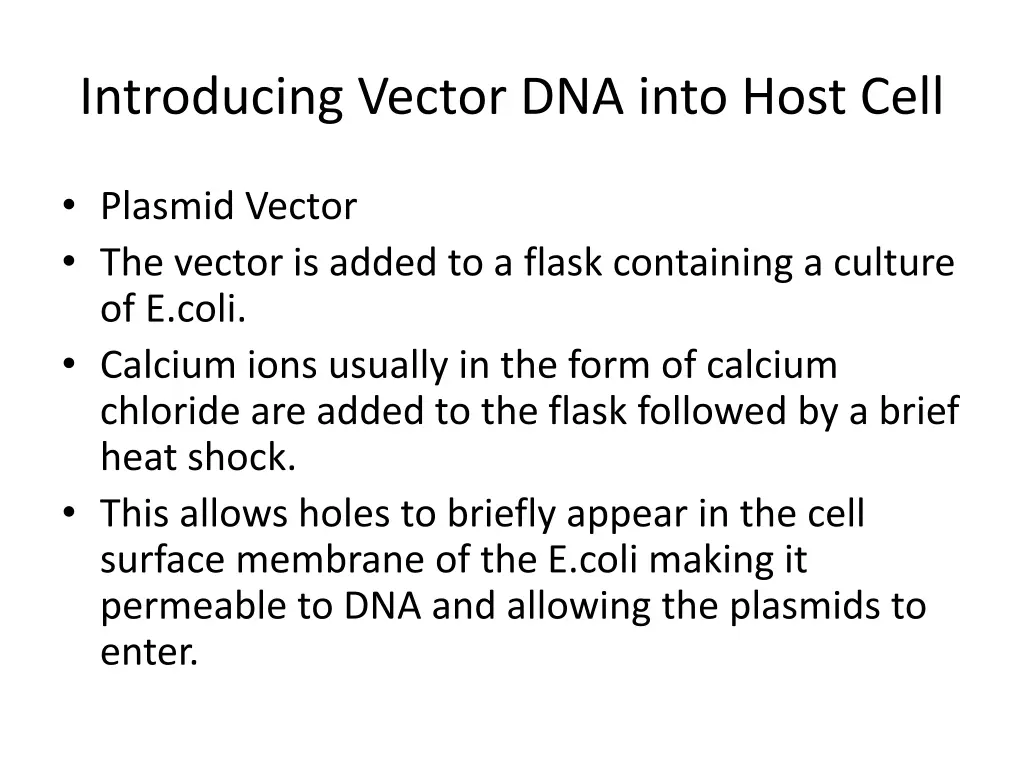 introducing vector dna into host cell