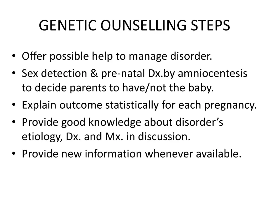 genetic ounselling steps