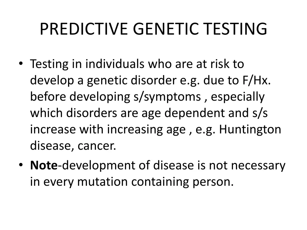 predictive genetic testing