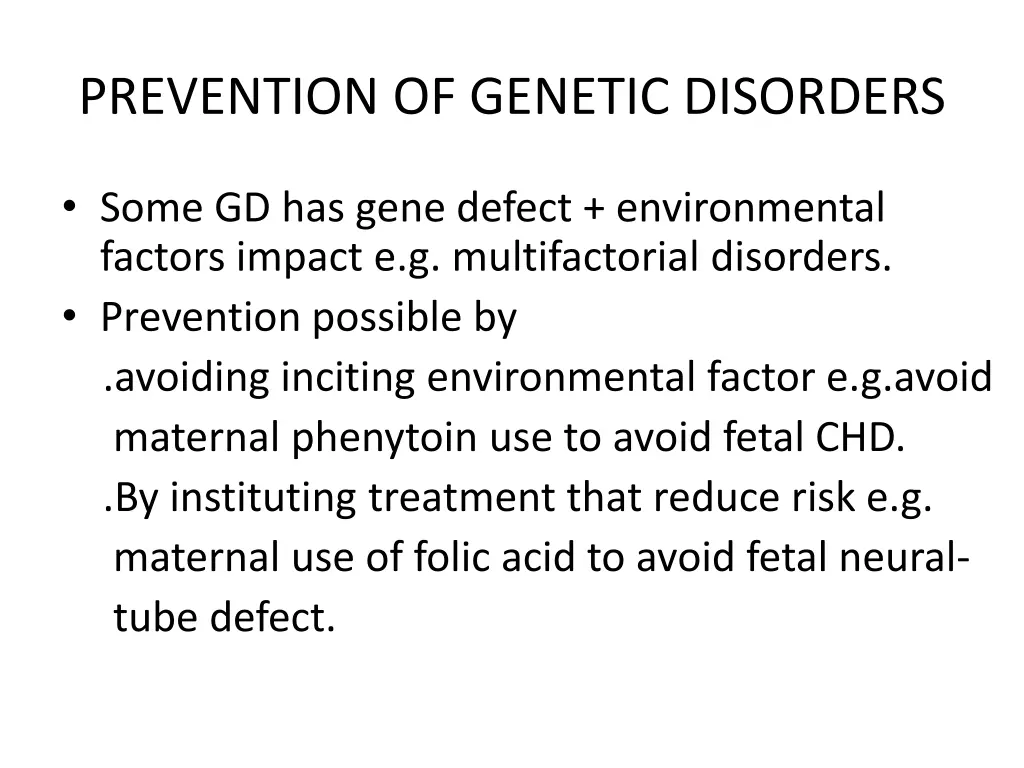 prevention of genetic disorders