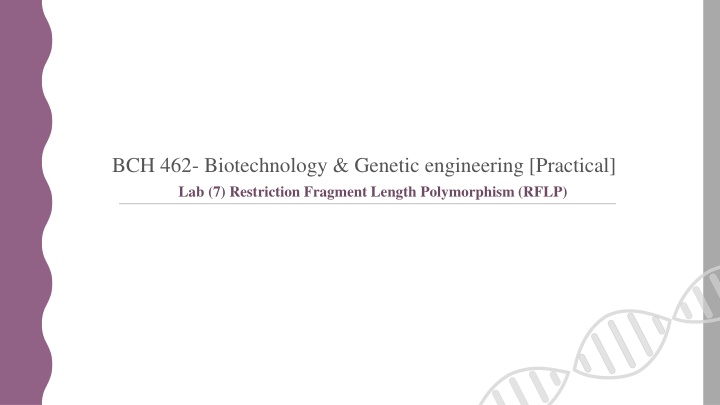 bch 462 biotechnology genetic engineering