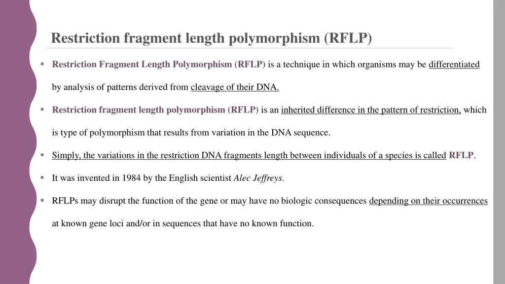restriction fragment length polymorphism rflp