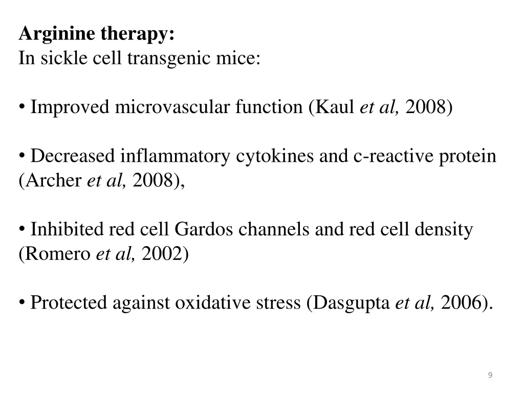arginine therapy in sickle cell transgenic mice