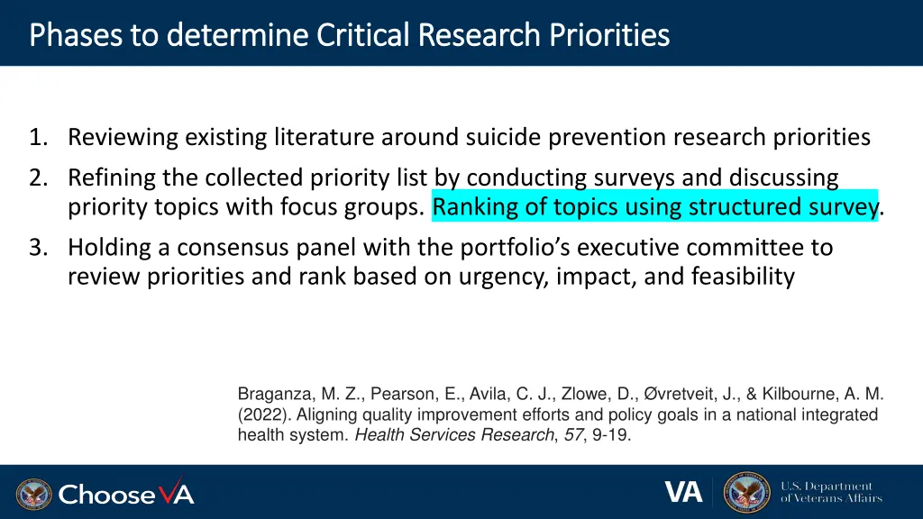 phases to determine critical research priorities
