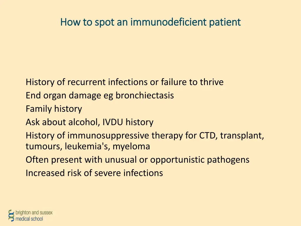 how to spot an immunodeficient patient