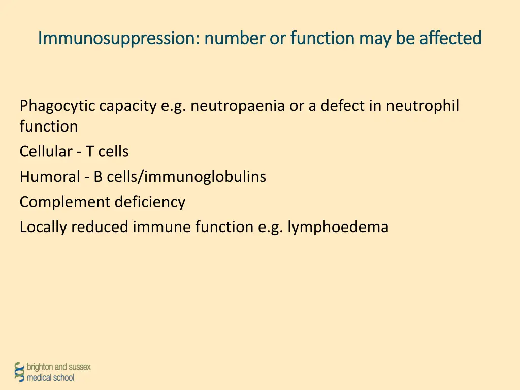 immunosuppression number or function