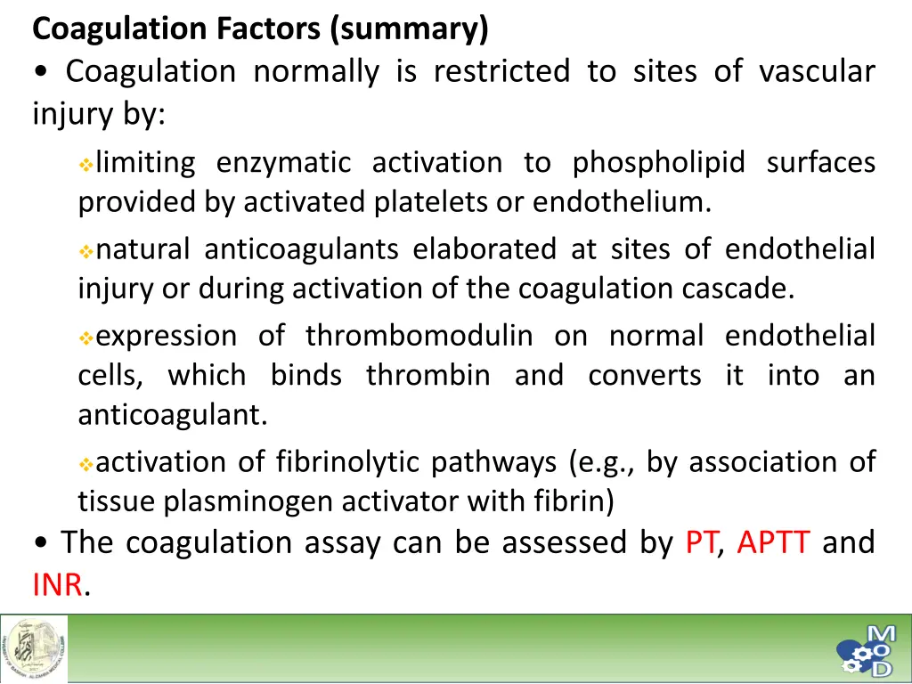 coagulation factors summary coagulation normally