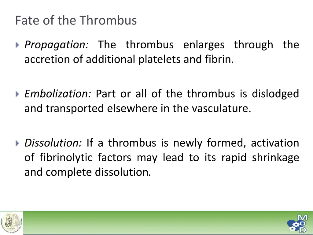 fate of the thrombus 1
