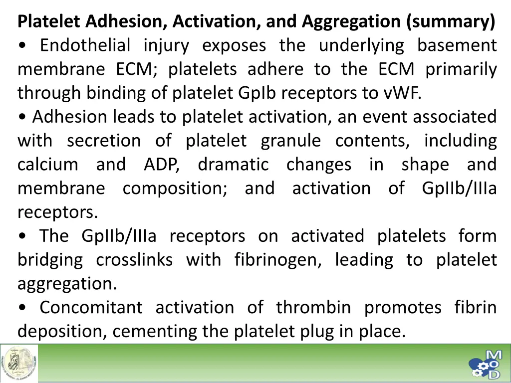 platelet adhesion activation and aggregation
