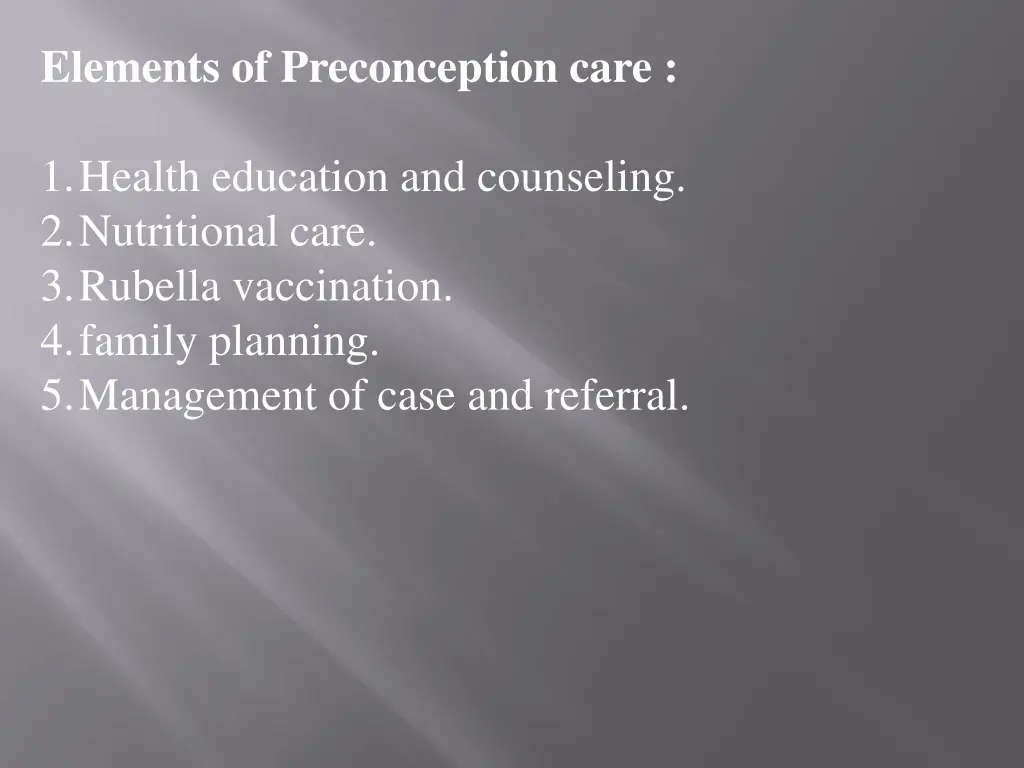 elements of preconception care