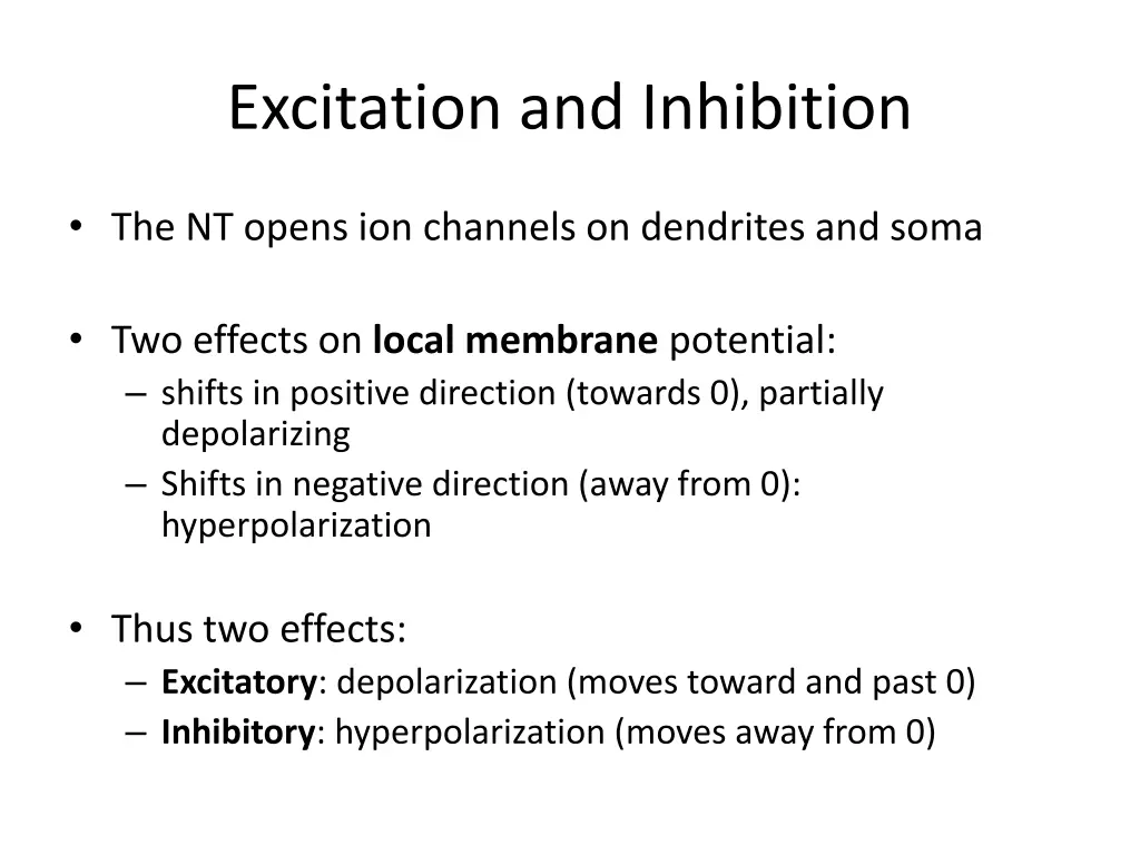 excitation and inhibition