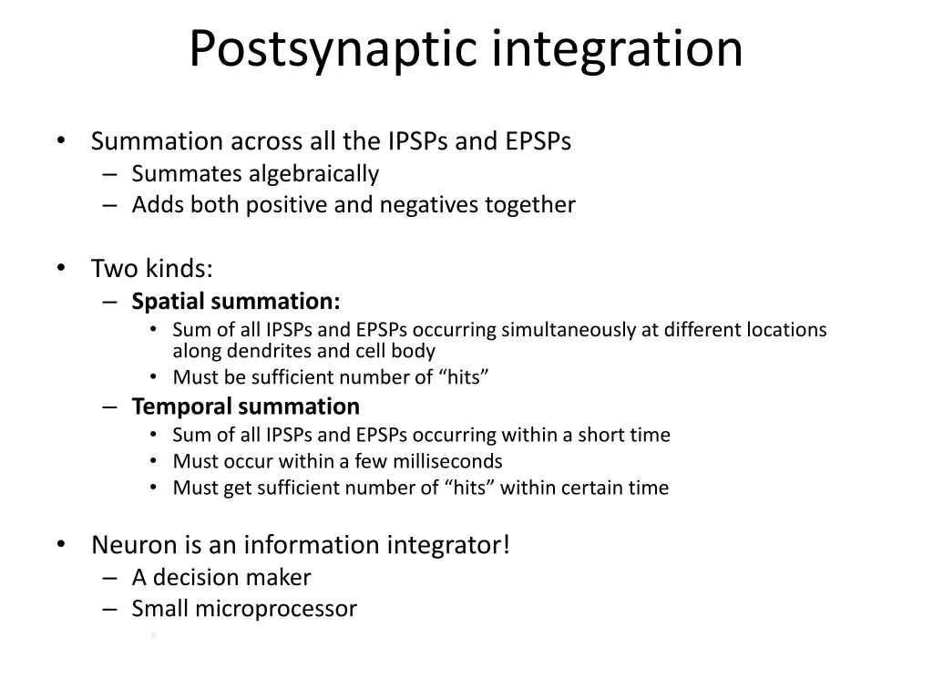 postsynaptic integration