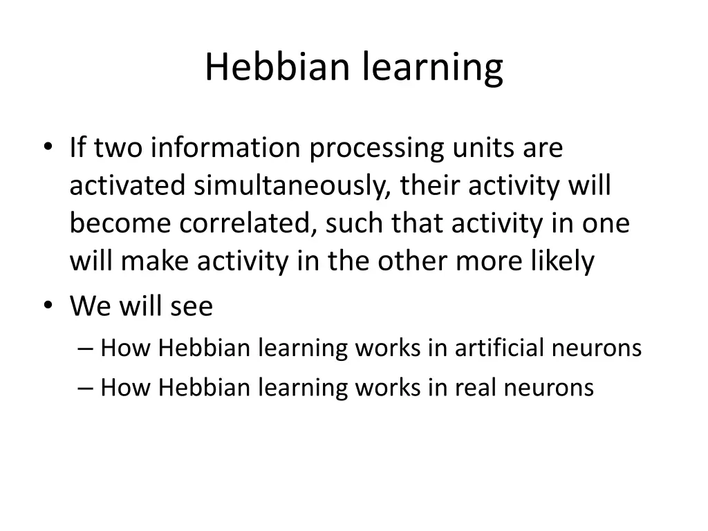 hebbian learning