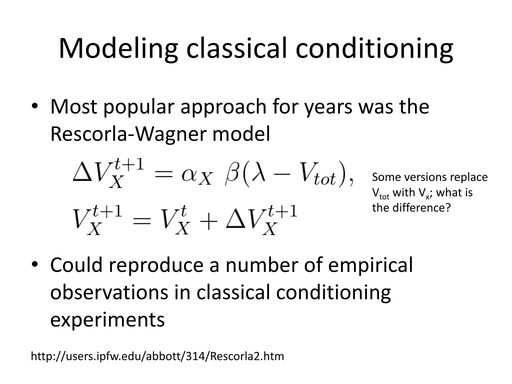 modeling classical conditioning