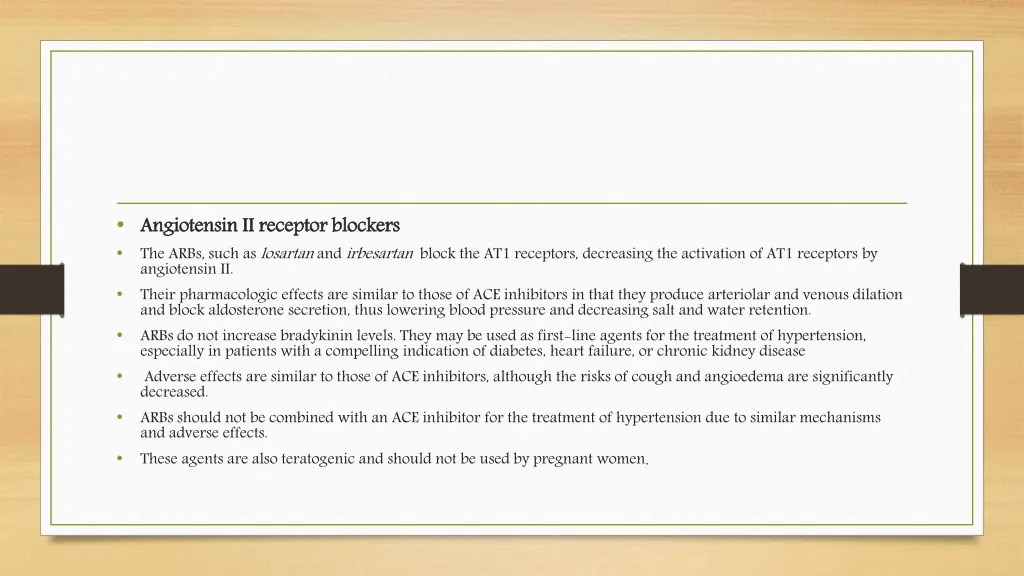 angiotensin ii receptor blockers the arbs such