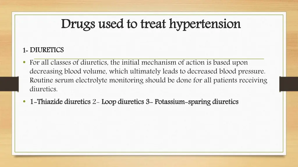 drugs used to treat hypertension