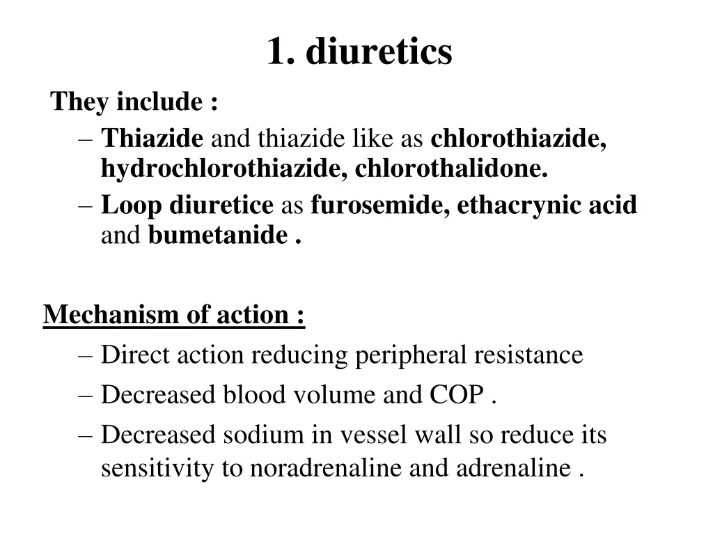 1 diuretics