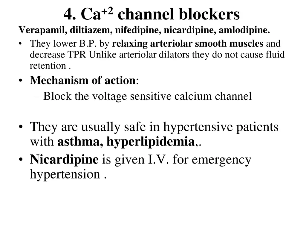 4 ca 2 channel blockers verapamil diltiazem