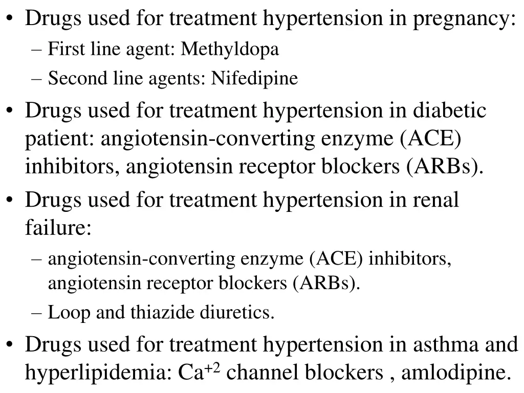 drugs used for treatment hypertension