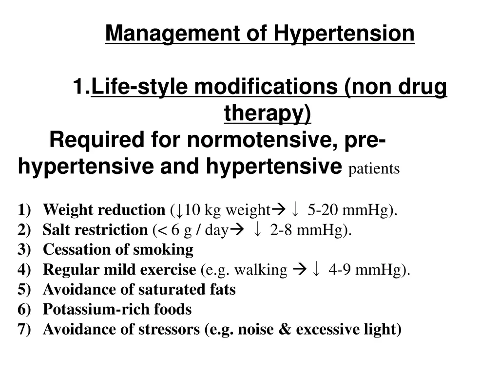 management of hypertension