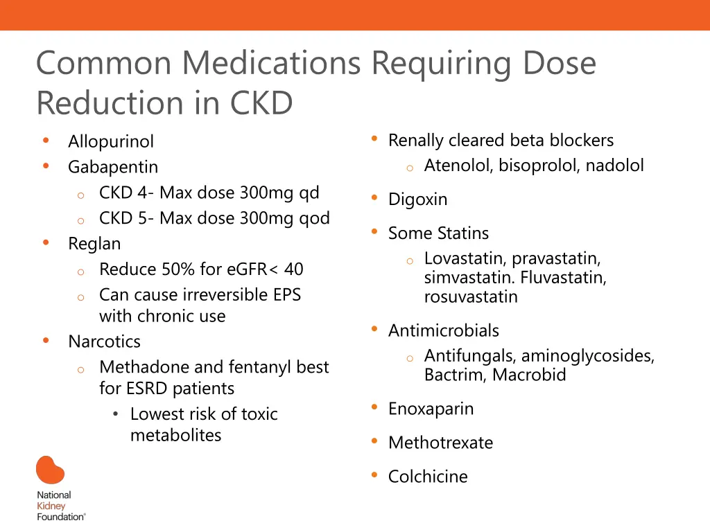 common medications requiring dose reduction