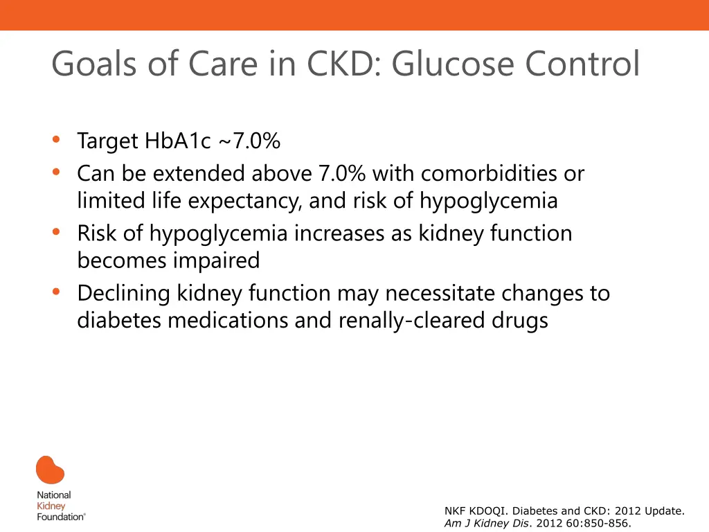 goals of care in ckd glucose control