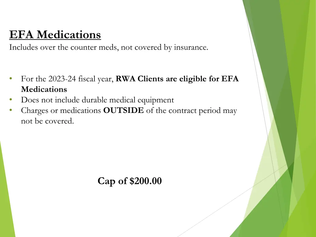 efa medications includes over the counter meds