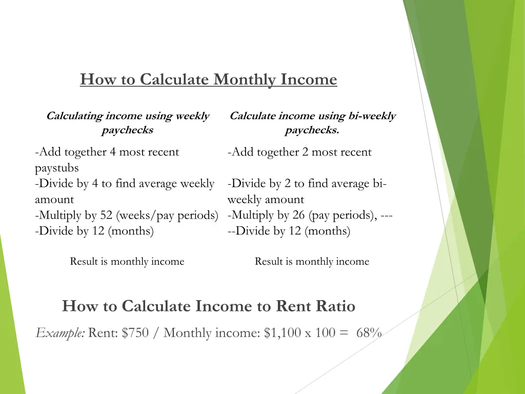 how to calculate monthly income