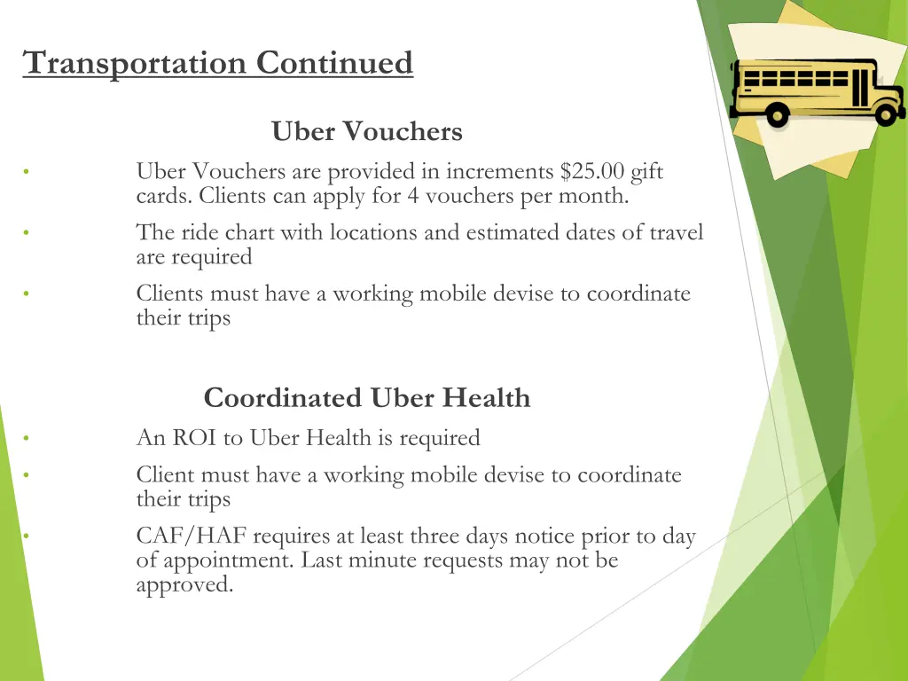 transportation continued