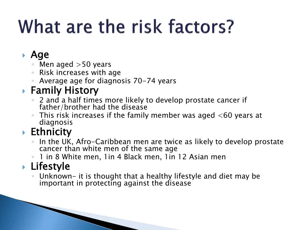 age men aged 50 years risk increases with