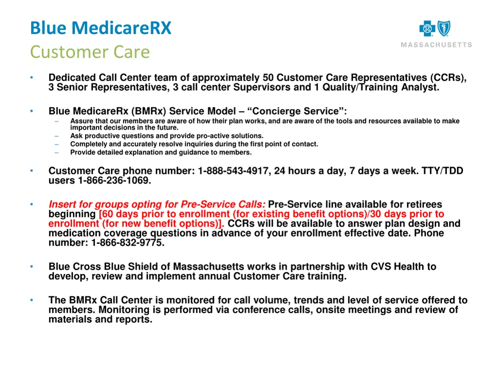 blue medicarerx customer care
