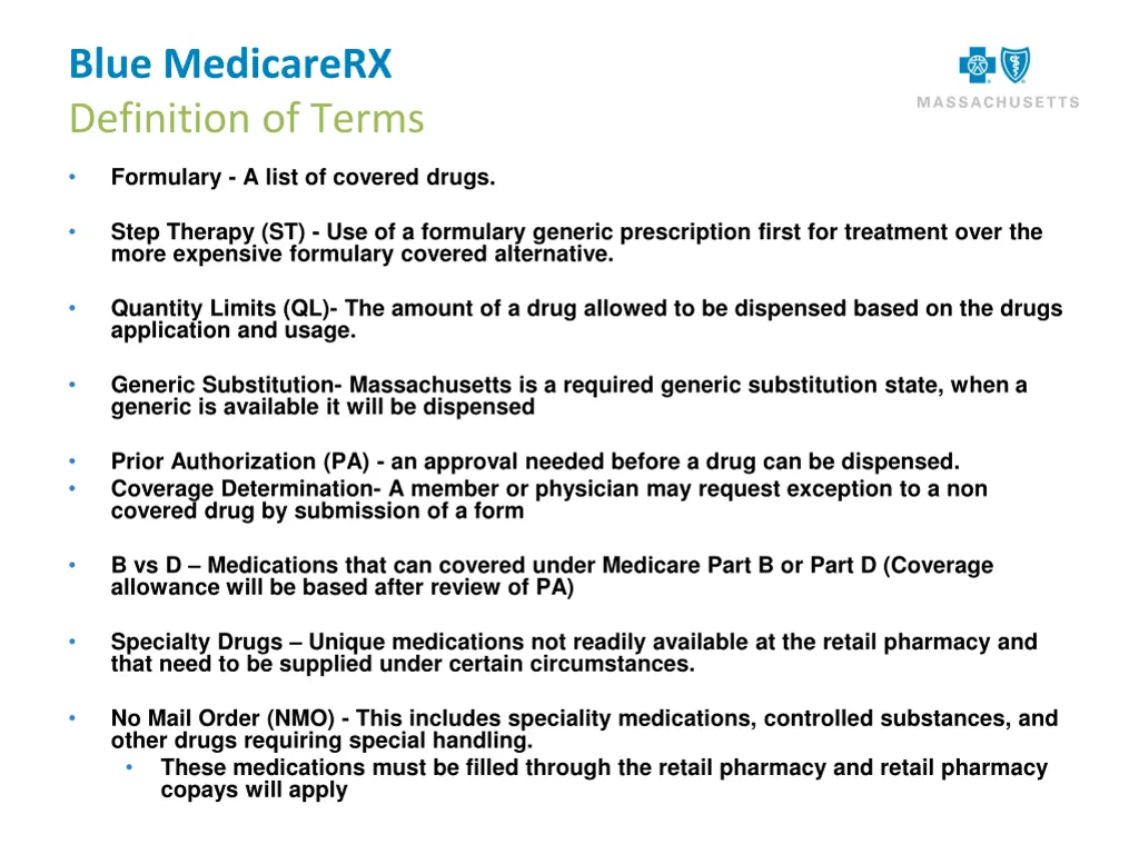 blue medicarerx definition of terms
