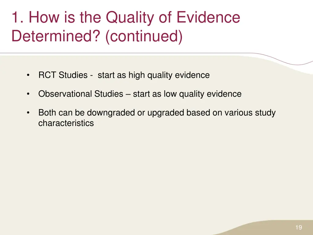 1 how is the quality of evidence determined 1