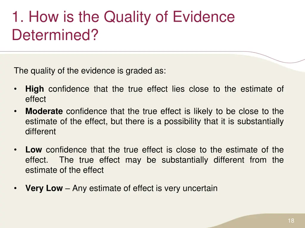 1 how is the quality of evidence determined
