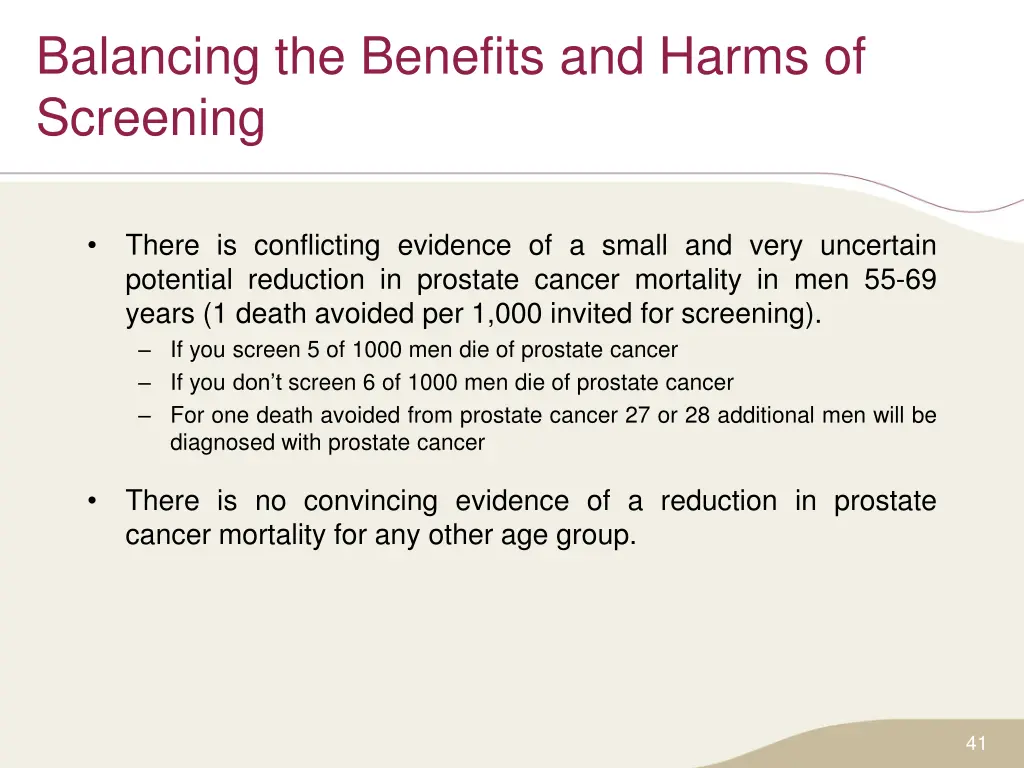 balancing the benefits and harms of screening