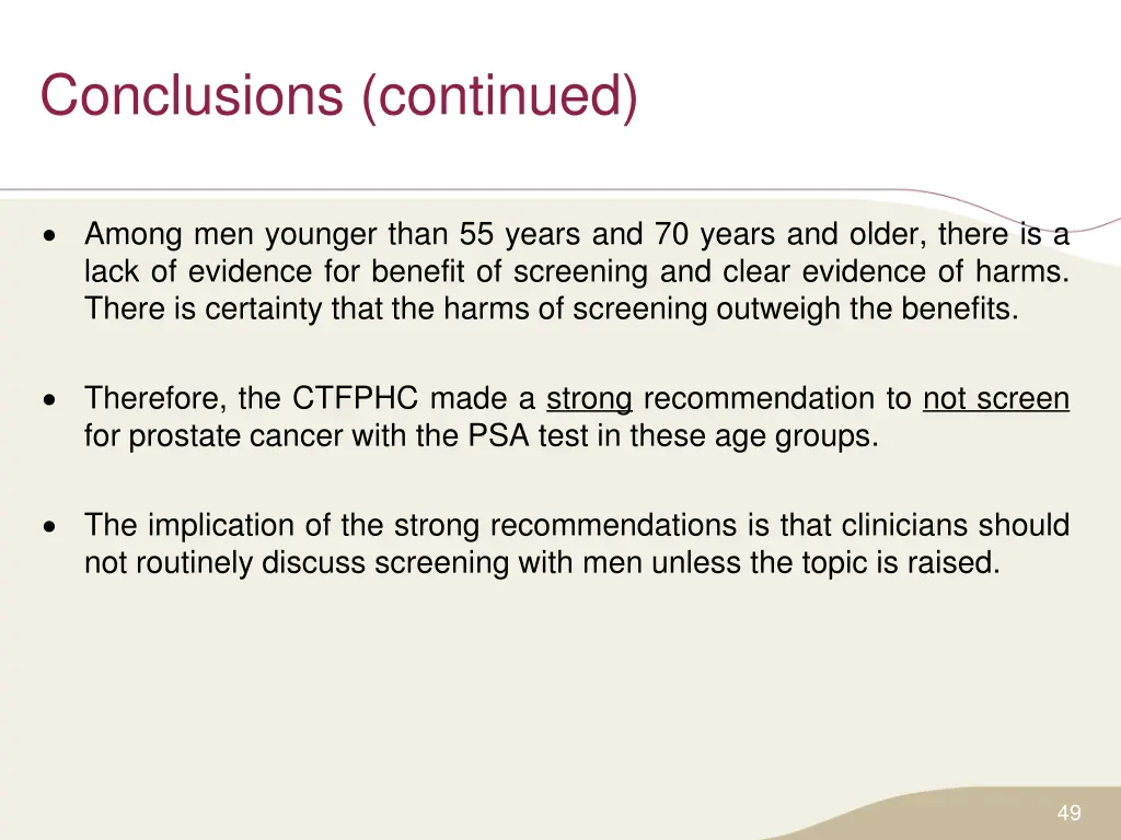 conclusions continued