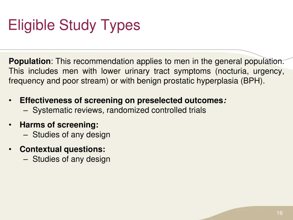 eligible study types