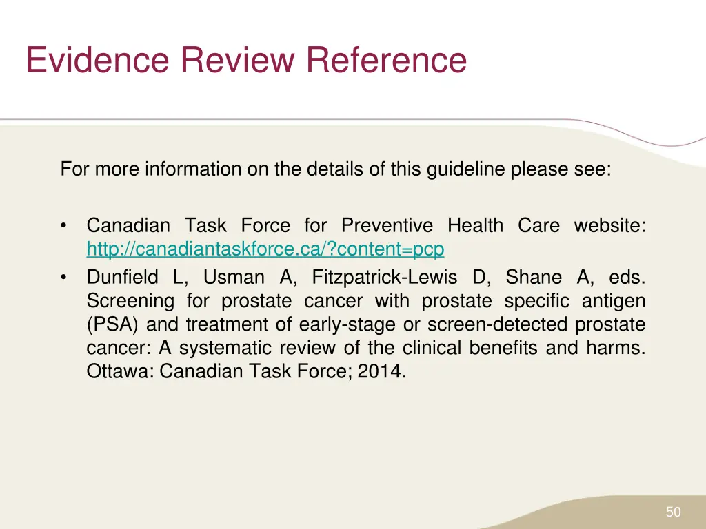 evidence review reference