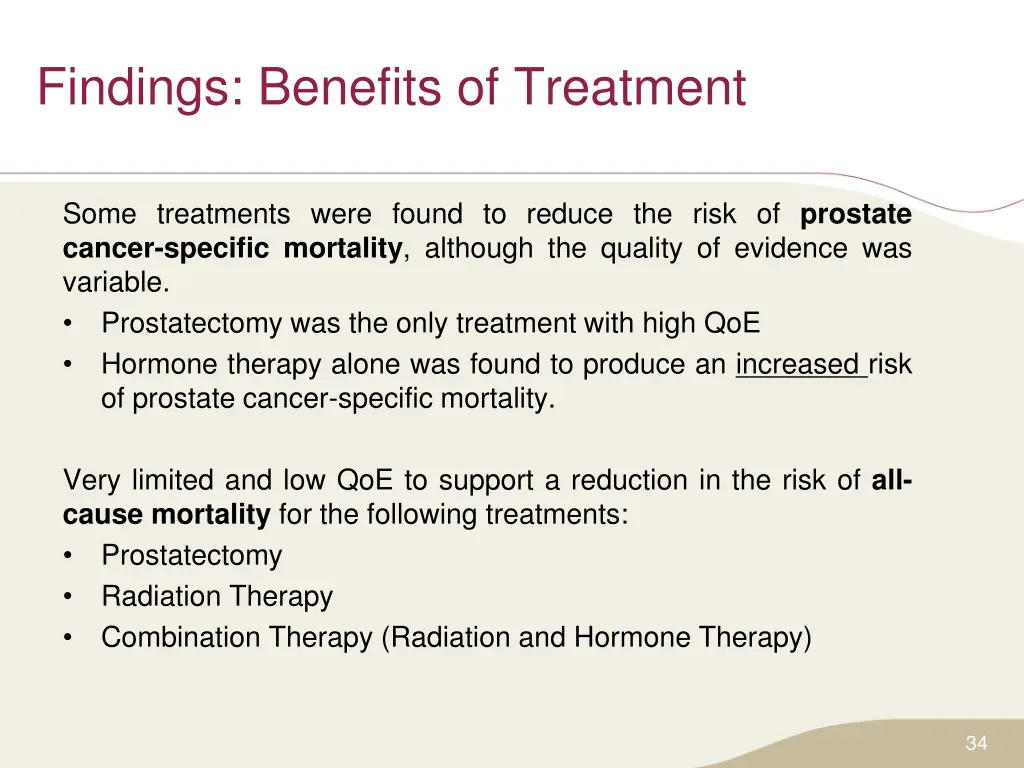 findings benefits of treatment