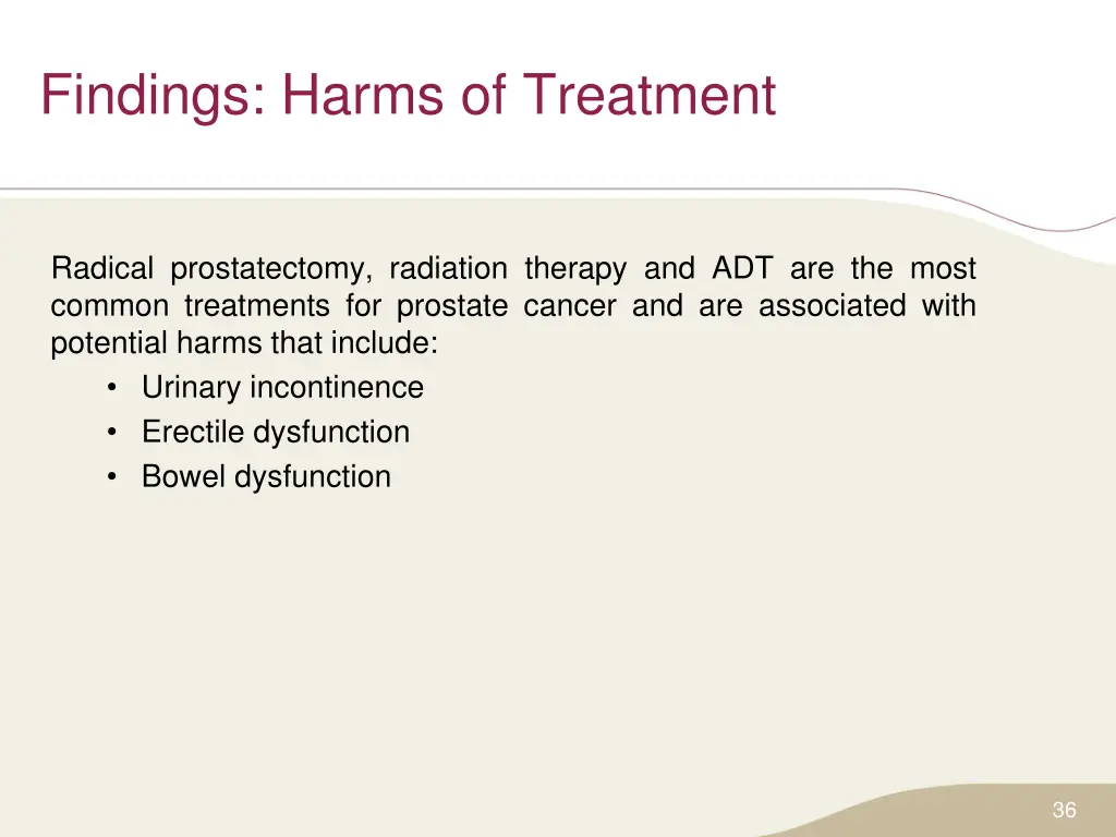 findings harms of treatment