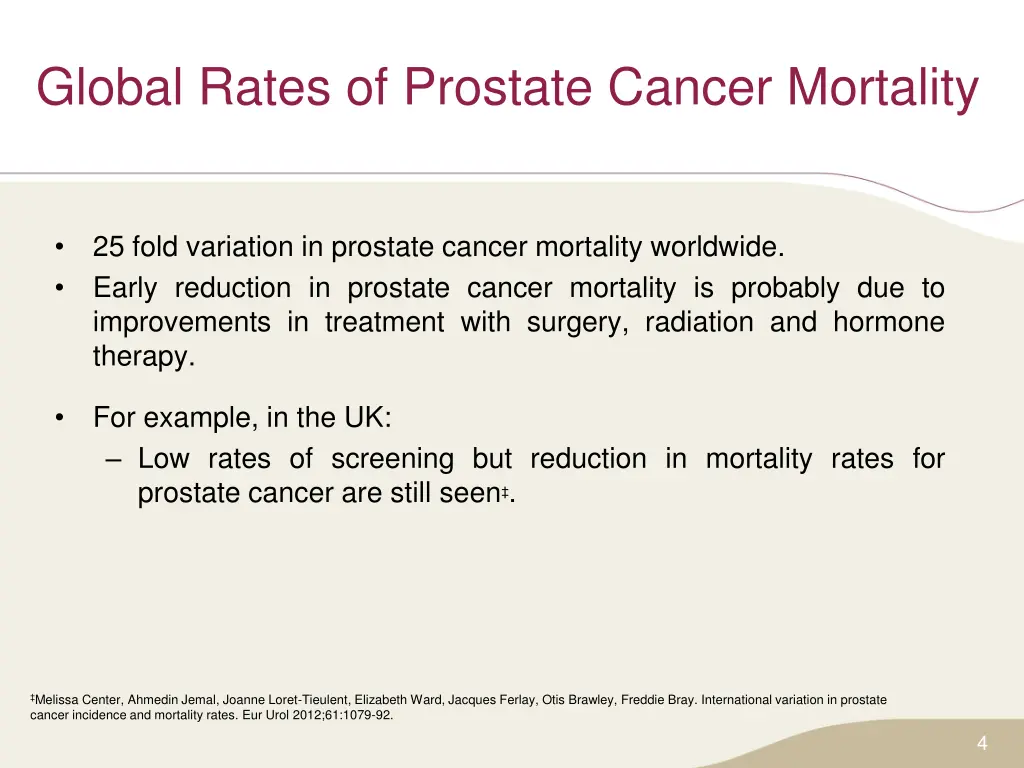 global rates of prostate cancer mortality