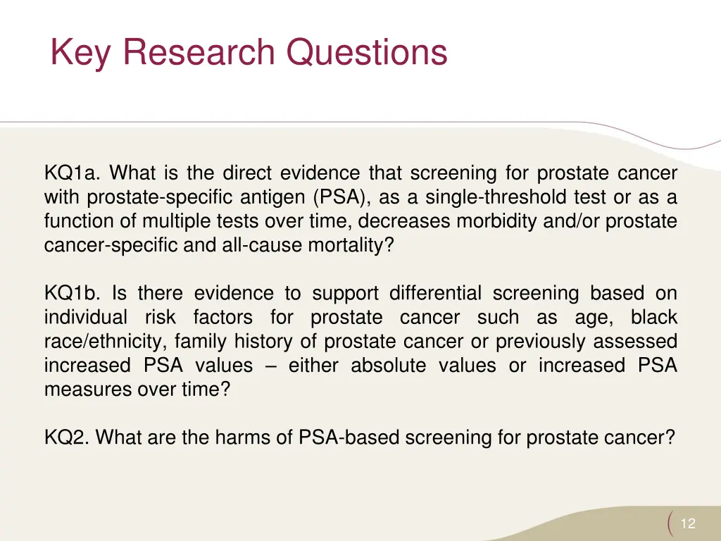 key research questions