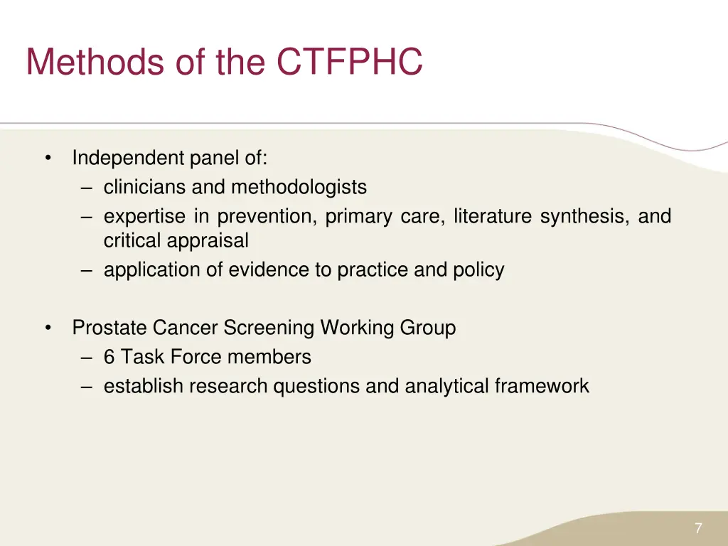 methods of the ctfphc