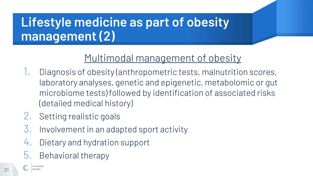 lifestyle medicine as part of obesity management 2