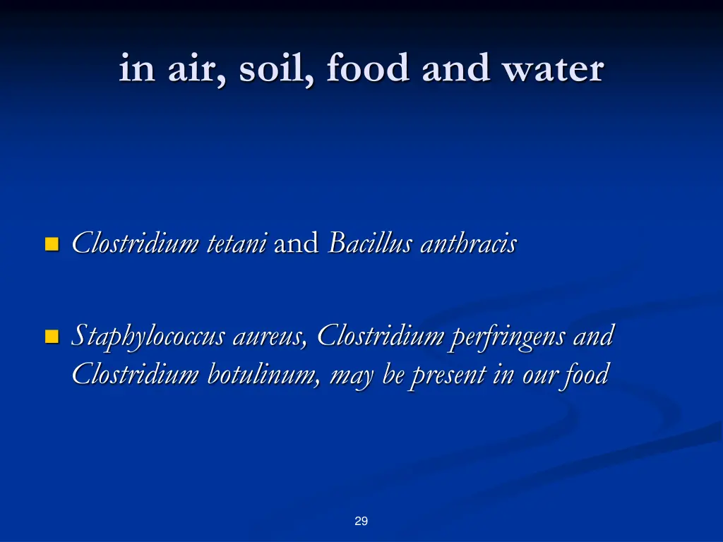 in air soil food and water